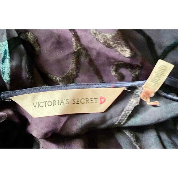 Vintage 90s Victoria’s Secret Burnout Velvet Sheer Purple Long Slip/Gown Large - Picture 3 of 12